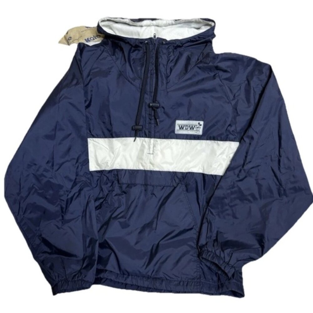 Walt Disney World Zip Long Sleeve Hooded Wind Breaker Small Navy Blue